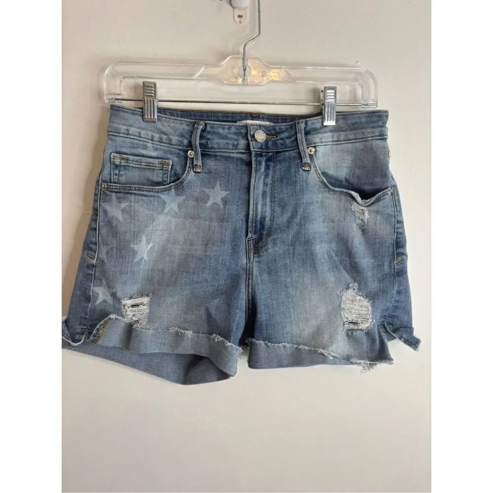 Good American GUC destructed faded star print slit shorts Size 6